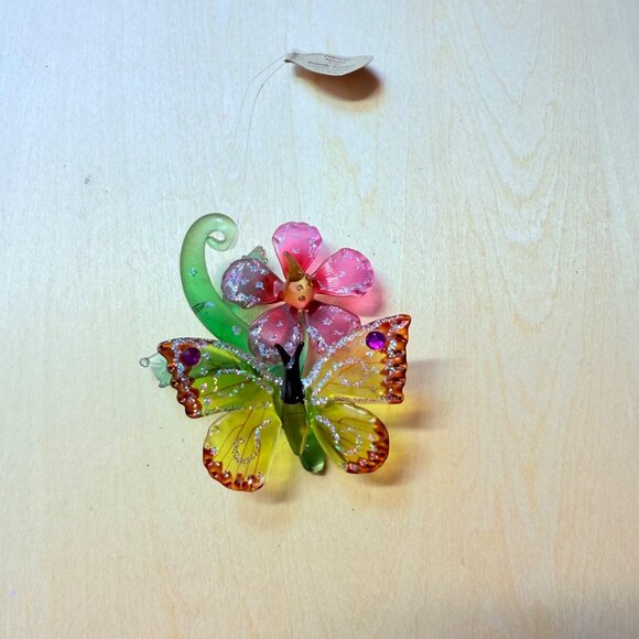 Ashton Drake Butterfly Glass Ornament VTG Collectible Hibiscus Haven Sun Catcher - Picture 13 of 14